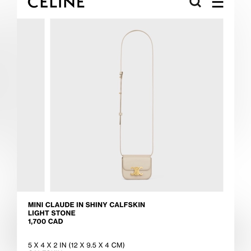 Celine MINI CLAUDE IN SHINY CALFSKIN bag.